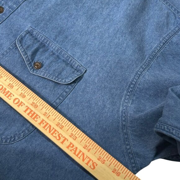 Vintage Chaps Ralph Lauren Medium Wash Blue Jean Denim Button-Up Shirt Size XL - Picture 4 of 5
